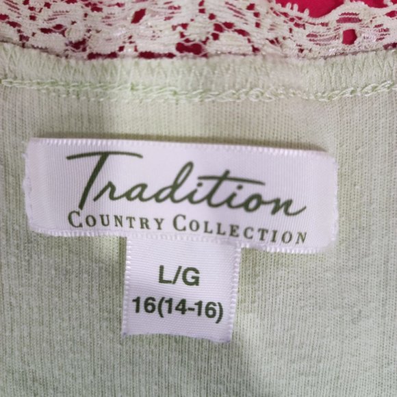 Tradition white blouse with V neck + lace women's size L 14 / 16 - Picture 3 of 5